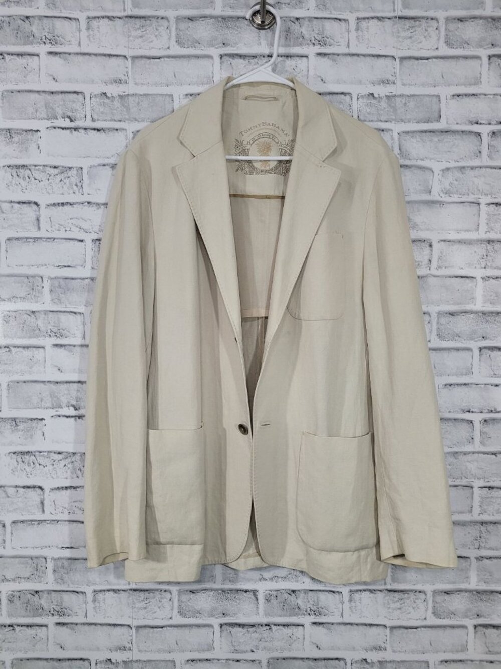Tommy Bahama Linen Silk Blend Sleek Simple Modern Blazer Natural Men's Medium